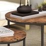 Round Coffee Table, Set of 2 Side Table Nesting Table with Steel Frame and Wooden Top, for Living Room, Bedroom, Balcony, (Rustic Brown/Black, Dia 60/40cm) Image 6