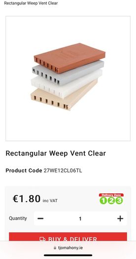 Timloc Rectangular Cavity Wall Weep Vent x 150 approx
