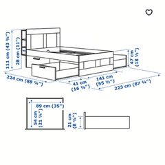 Ikea Brimnes Bed frame w storage and headboard, white, Standard Double