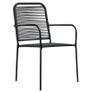 7 Piece Outdoor Dining Set Cotton Rope and Steel Black Image 5