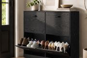 Slim Shoe Cabinet with 4 Flaps and Adjustable Dividers