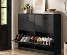 Slim Shoe Cabinet with 4 Flaps and Adjustable Dividers