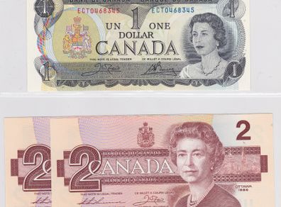 Canada Banknotes x 3