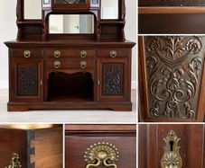 Antique Mahogany Sideboard by M. Woodburn, Liverpool (c 1895)