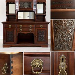 Antique Mahogany Sideboard by M. Woodburn, Liverpool (c 1895)