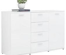 Sideboard High Gloss White 120x35,5x75 cm Chipboard