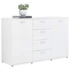 Sideboard High Gloss White 120x35,5x75 cm Chipboard