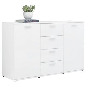 Sideboard High Gloss White 120x35,5x75 cm Chipboard