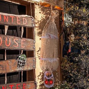 35inch Halloween Animated Hanging Corpse with LED Light Up Eyes & Sound Effect for Indoor and Outdoor Decorations