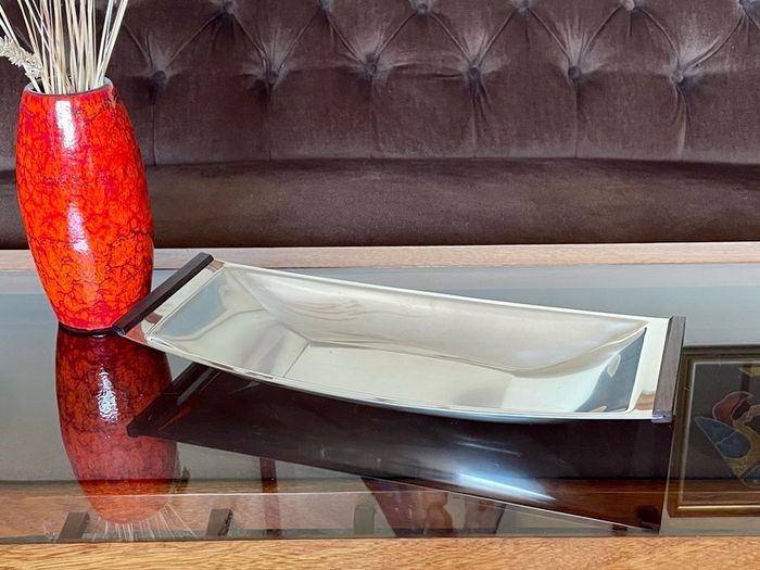 Mid Century Modern Stainless Steel Canoe Tray Danish Lundtofte DKF 1960s