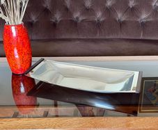 Mid Century Modern Stainless Steel Canoe Tray Danish Lundtofte DKF 1960s