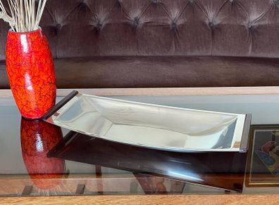Mid Century Modern Stainless Steel Canoe Tray Danish Lundtofte DKF 1960s