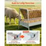 Livestock Hay Feeder, 2 in 1 Grain & Hay Feeder, 300L Capacity, 147 cm Long Goat Pasture Feeding with Deeper Feeding Pan, Heavy Duty Steel Grain Holder for Sheep Sheds, Farms, Horse Barns, Yards Image 4