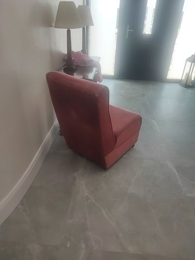 Vintage Pink Velvet Slipper Chair