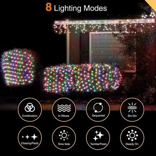 Christmas Lights 320 LED 3 x 2m Fairy Net Lights Indoor Outdoor Tree Lights String Lights Outside Lights with Timer for Xmas Garden Window Party Multicoloured Decorations | Mains Powered