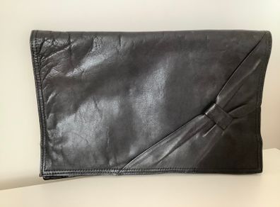 Gorgeous vintage black leather clutch bag