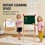 Art Easel for Kids 3-in-1 Wooden Double-Sided Kid's Art Easel with Magnetic Whiteboard, Chalkboard & Paper Roll, Adjustable Standing Drawing Board with Painting Accessories for Boys and Girls Image 5