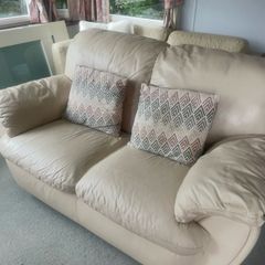 2 seater cream leather sofa