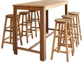 Bar Table and Stool Set 7 Pieces Solid Acacia Wood