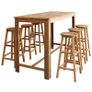 Bar Table and Stool Set 7 Pieces Solid Acacia Wood Image 5