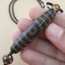 Vintage 3 Eyes Himalayan Tibetan Agate Dzi Bead Amulet Pendant Necklace Image 5