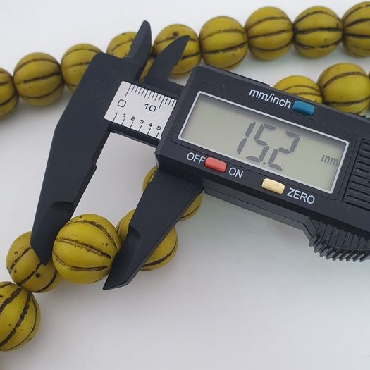 Antique African Yellow Melon Shape Glass beads Necklace Strands