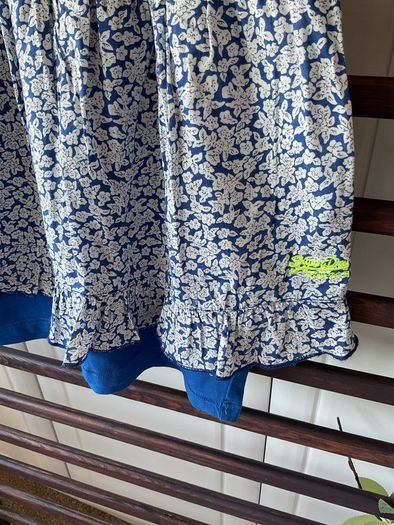 skirt superdry mini skirt medium blue & white floral