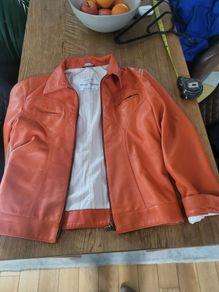 Orange faux leather jacket
