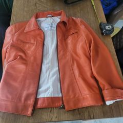 Orange faux leather jacket