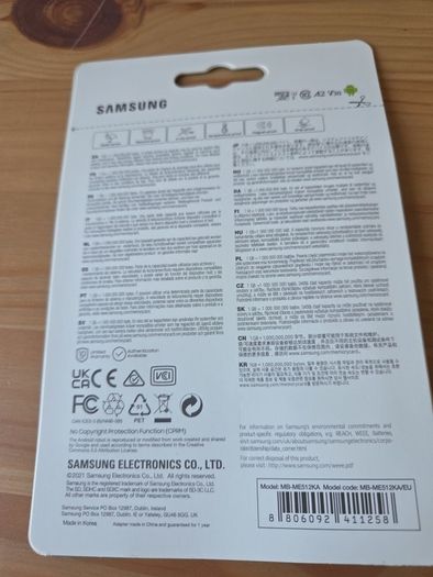 Genuine Samsung Evo Select MicroSD 512 GB + SD adapter
