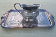 Viking Plate / Made in Canada / E.P. Brass creamer and tray