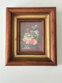 Vintage Floral Still Life Print in Wooden Frame