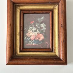 Vintage Floral Still Life Print in Wooden Frame