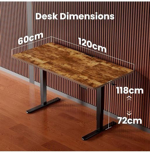 Electric Standing Desk Height Adjustable 120 x 60cm, Sit Stand Desk with 4 Memory Smart Pannel for Home Office with Splice Board