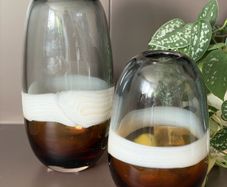 Set of 2 Hand-Blown Glass Vases