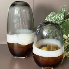 Set of 2 Hand-Blown Glass Vases