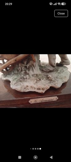 Original Italian Giuseppe Armani Capodimonte Figurine Two Children with Wheelbarrow