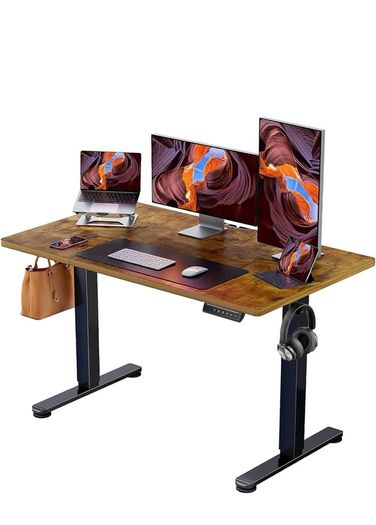 Electric Standing Desk Height Adjustable 120 x 60cm, Sit Stand Desk with 4 Memory Smart Pannel for Home Office with Splice Board