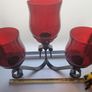 Antique Red Glass Candle Holders Image 7