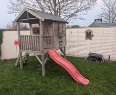 Prestige garden playhouse (now jasmine with navy trim)