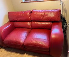 Red Leather 2 Seater Couch