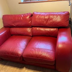 Red Leather 2 Seater Couch