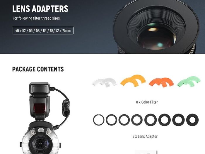 NEEWER RF1-N Macro Flash Ring Light for Nikon Camera