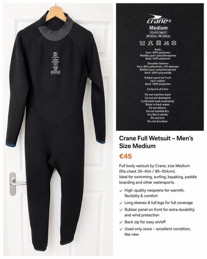 Men's Full Wetsuit (Crane) - Medium