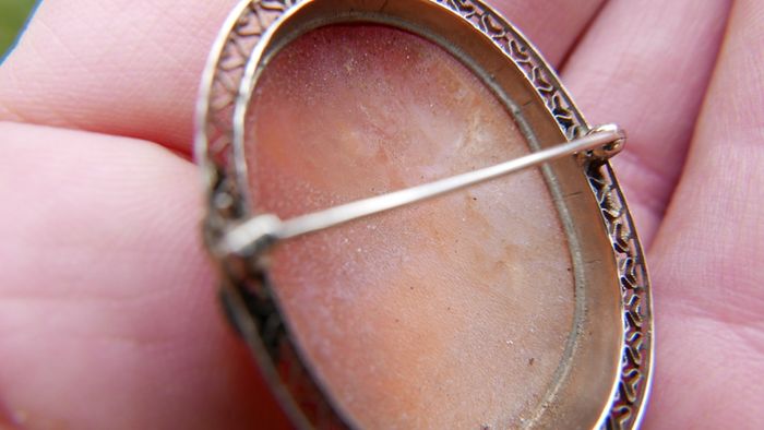 Vintage Most Rare 1890's Antique 14k Gold Shell Cameo Pin Brooch 4cm X 3cm