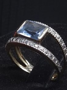 Vintage 9ct Gold Blue Topaz Style Ring 375 Hallmarked Size 54