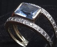 Vintage 9ct Gold Blue Topaz Style Ring 375 Hallmarked Size 54