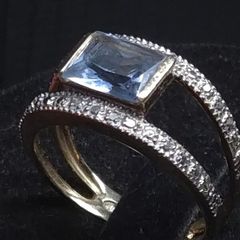 Vintage 9ct Gold Blue Topaz Style Ring 375 Hallmarked Size 54