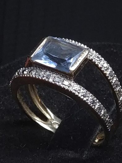 Vintage 9ct Gold Blue Topaz Style Ring 375 Hallmarked Size 54