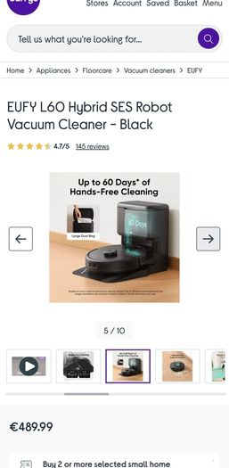 Eufy L60 Hybrid 2 in 1 Vaccum cleaner and Mop